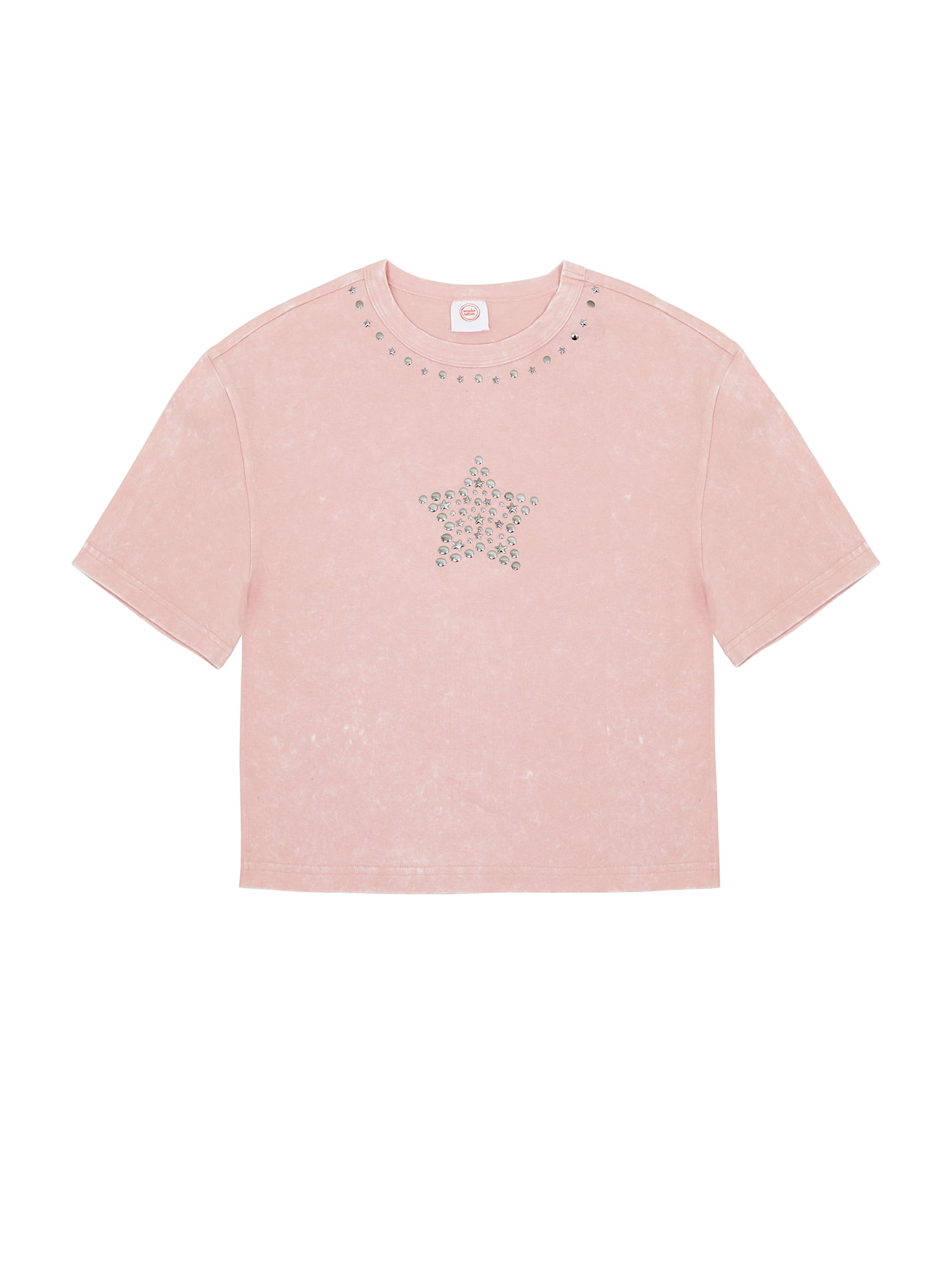 Wonder Nation Girls Short Sleeve Embellished Trend Tee, Sizes 4-18 & Plus