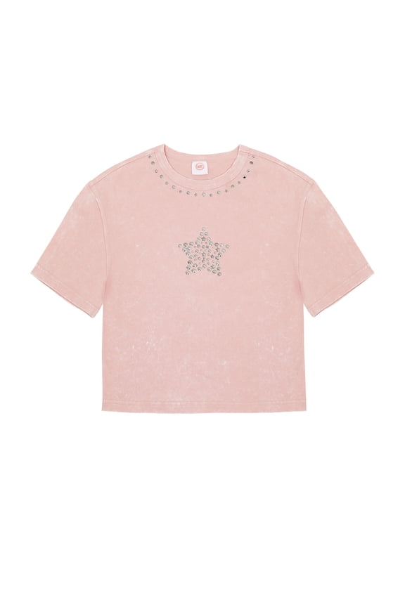 Girls Short Sleeve Embellished Trend Tee, Sizes 4-18 & Plus