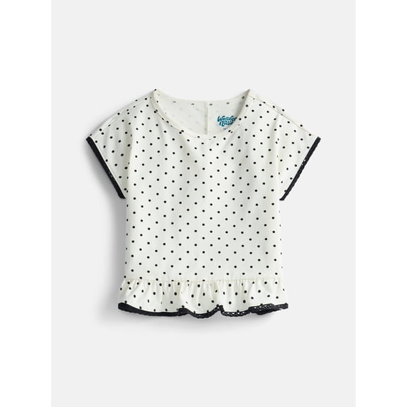 Wonder Nation Girls Ruffle Hem Top with Short Sleeves, Sizes 4-18 & Plus