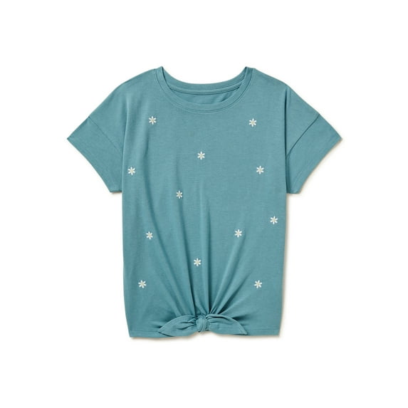 Wonder Nation Girls Short Sleeve Graphic Tee with Sequins, Sizes 4-18 & Plus