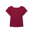 thumbnail image 1 of Wonder Nation Girls Ribbed Pointelle Keyhole T-Shirt, Sizes 4-18 & Plus, 1 of 3