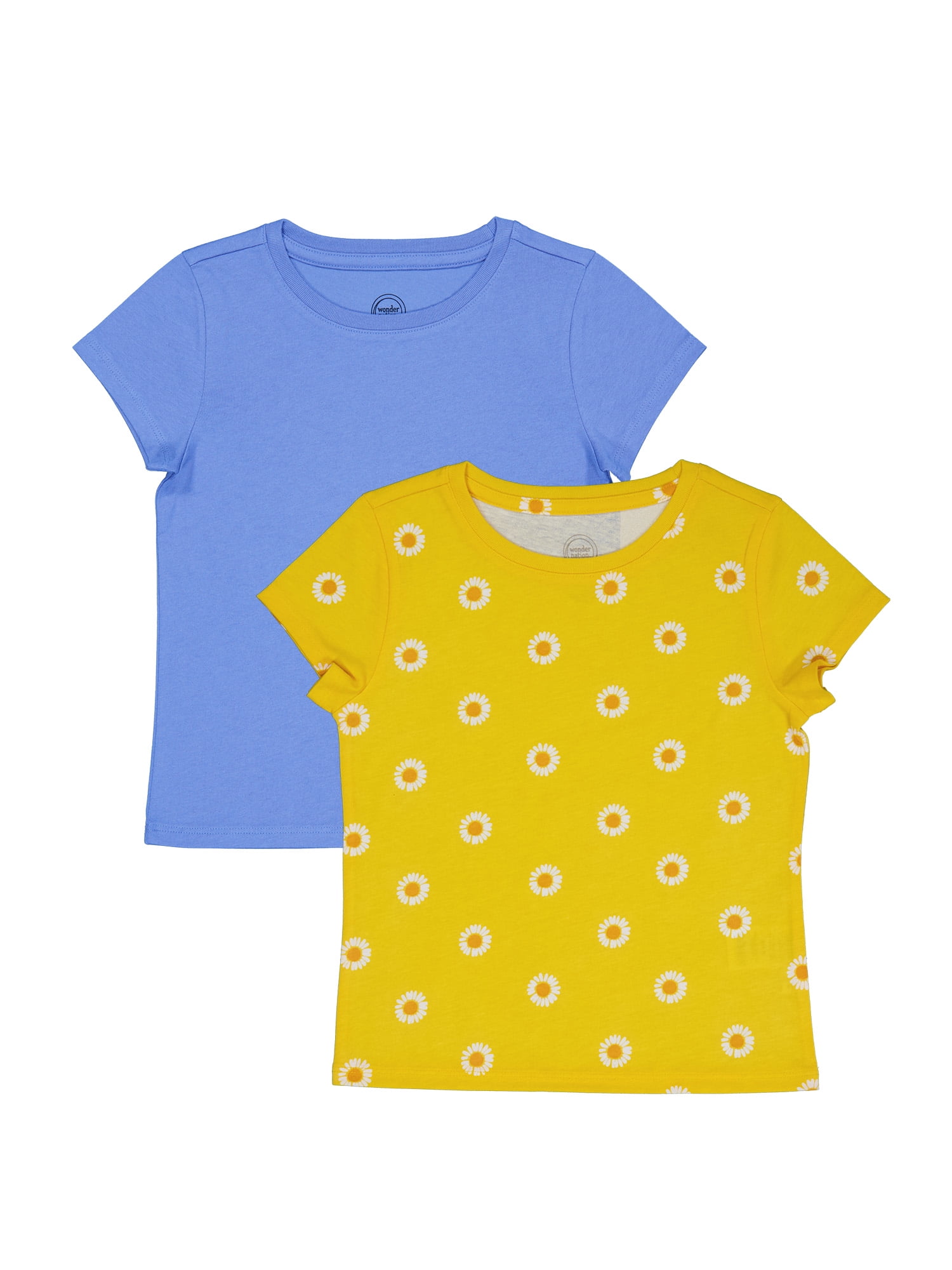 Wonder Nation Girls Short Sleeve Kid Tough T-Shirt, 2-Pack, Sizes 4-18 & Plus