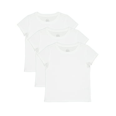 Wonder Nation Girls Kid Tough Tee with Short Sleeves, 3-Pack, Sizes 4-18 & Plus