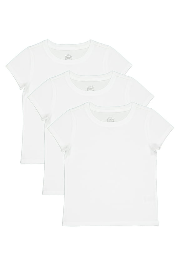 Girls Kid Tough Tee with Short Sleeves, 3-Pack, Sizes 4-18 & Plus