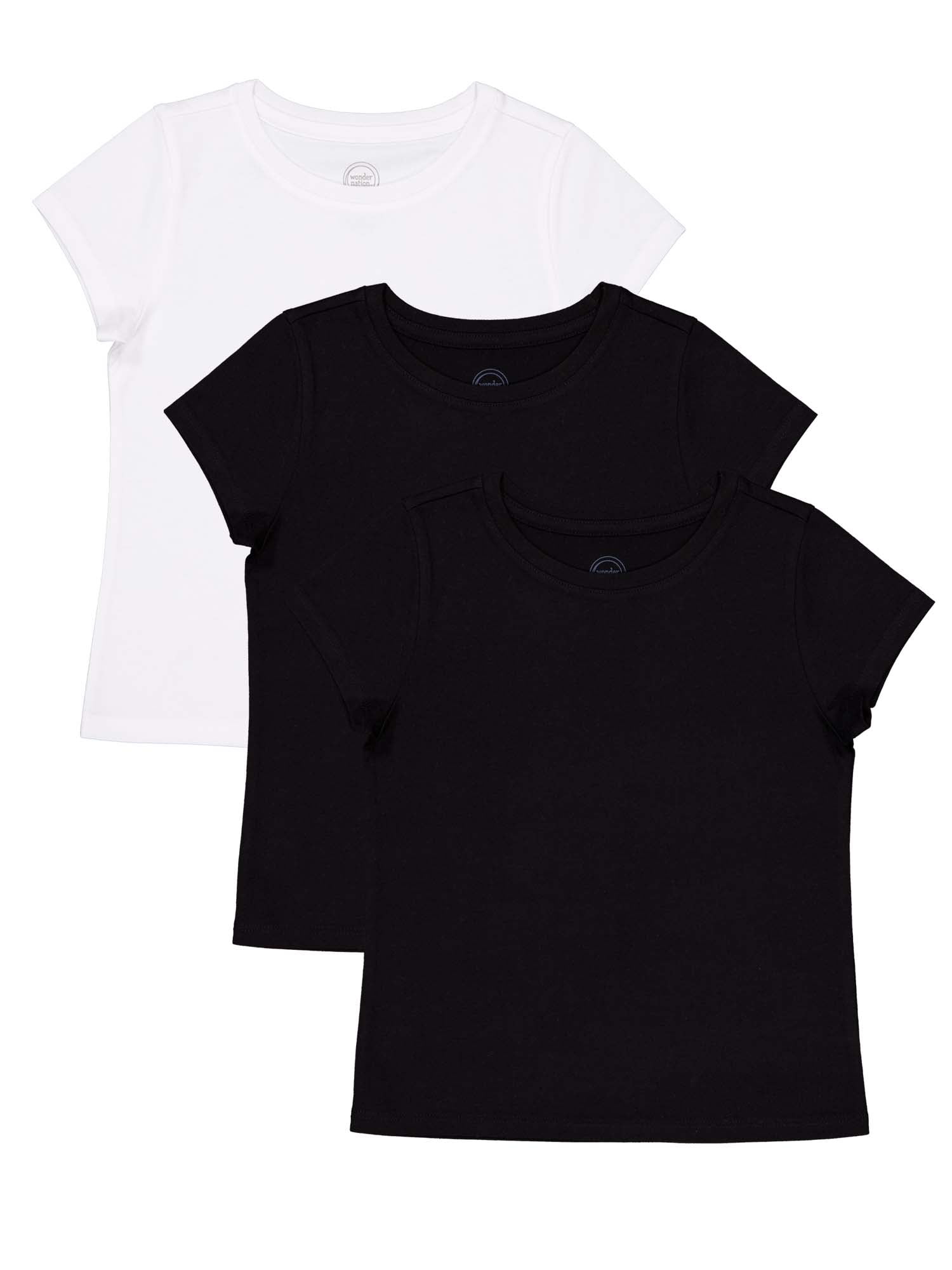 【WONDER WONDER】Notter Double Lace Square Short Sleeve T Wonder Nation Girls Kid Tough Short-Sleeve Tee 3-Pack, Sizes
