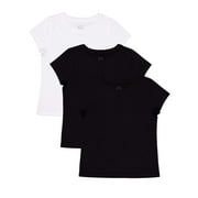 WONDER NATION Girls Short Sleeve Kid Tough T-Shirt, 3-Pack, Sizes 4-18 & Plus