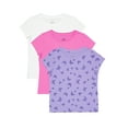 thumbnail image 1 of Wonder Nation Girls Kid Tough Tee with Short Sleeves, 3-Pack, Sizes 4-18 & Plus, 1 of 4