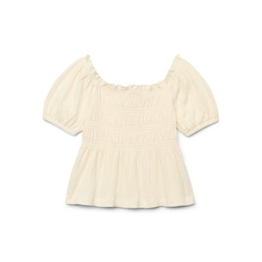 Wonder Nation Girls Ribbed Top - Ruffle Sleeves - Sizes 4-18 - Walmart.com