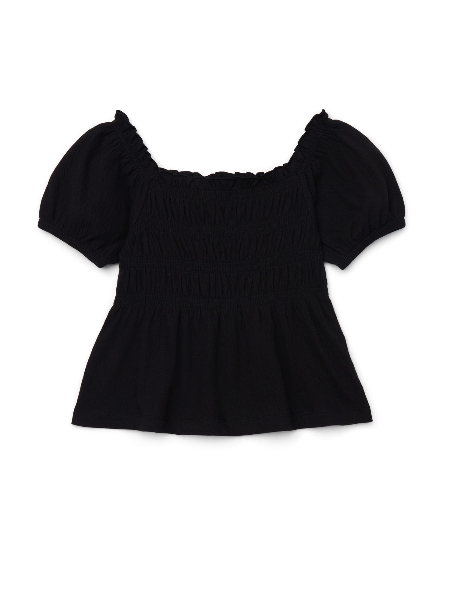 AMERI×MILLER POOFY TOPS Wonder Nation Girls Smocked Puff Sleeve Top, Sizes 4-18