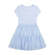 WONDER NATION Girls Short Sleeve Mixed Tiered Dress, Sizes 4-18 & Plus