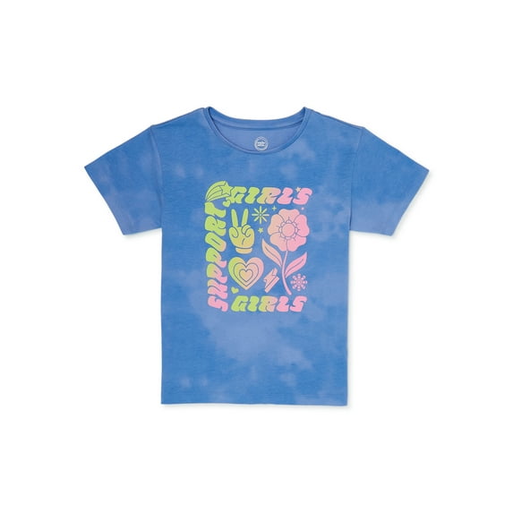 Wonder Nation Girls Short Sleeve Oversized Graphic Tee, Sizes 4-18 & Plus