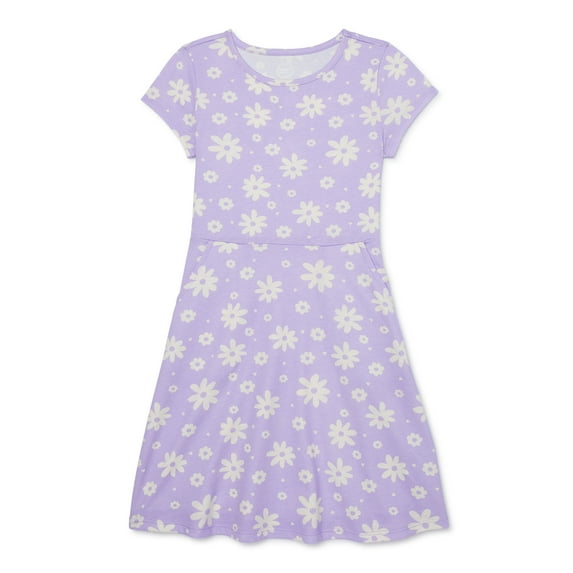 Wonder Nation Girls Short Sleeve Play Dress, Size 4-18 & Plus