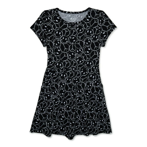 Wonder Nation Girls Short Sleeve Play Dress, Size 4-18 & Plus