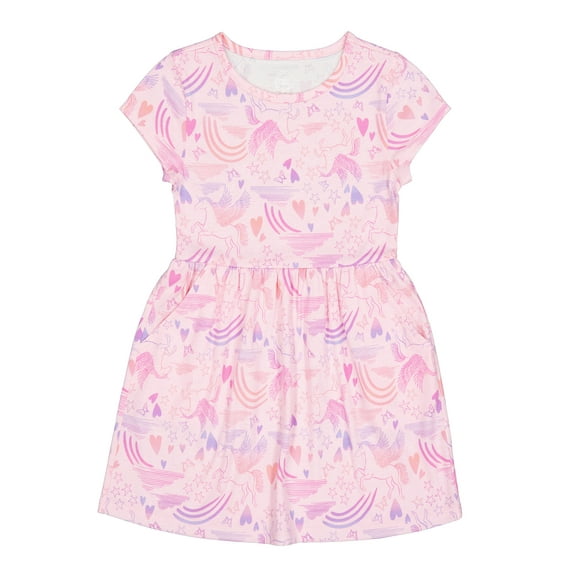 Wonder Nation Girls Short Sleeve Play Dress, Sizes 4-18 & Plus