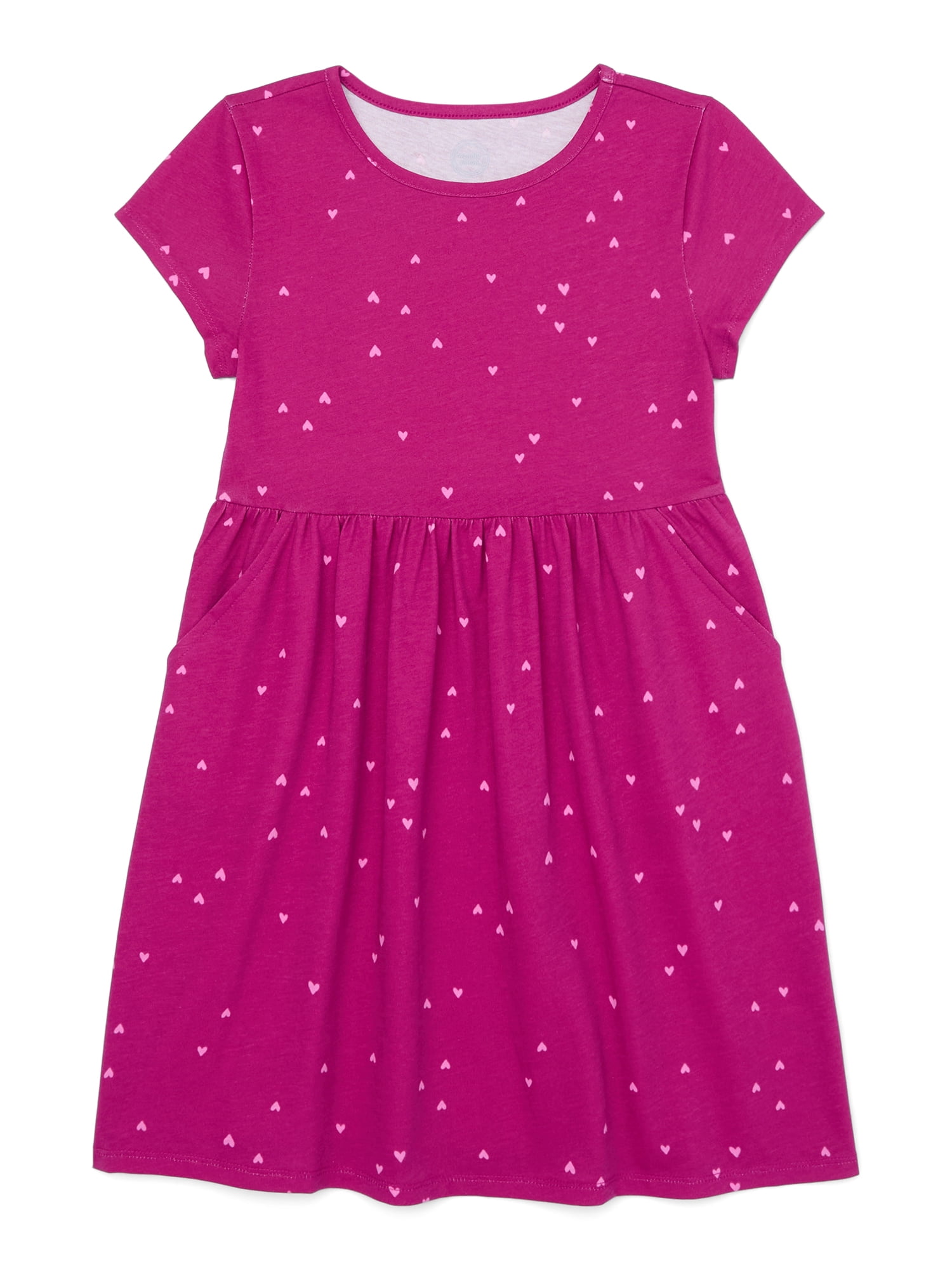 Wonder Nation Girls Play Dress with Short Sleeves, Sizes 4-18 & Plus