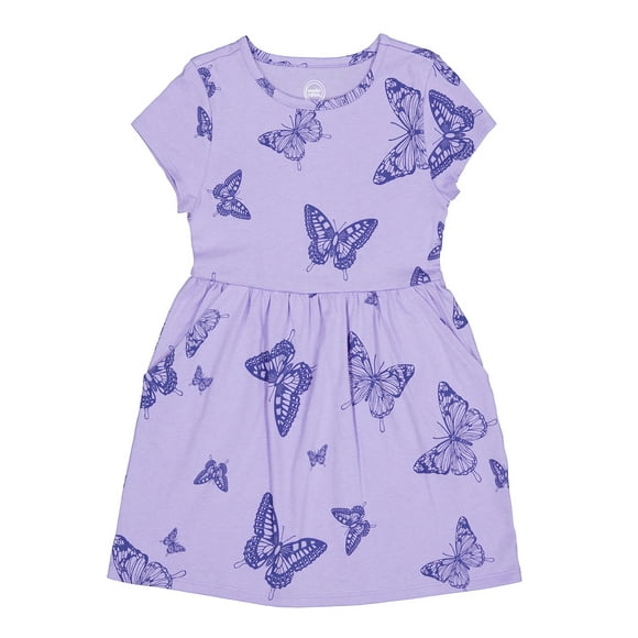 Wonder Nation Girls Short Sleeve Play Dress, Sizes 4-18 & Plus