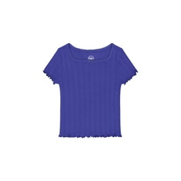Girls Lettuce Edge Short Sleeve Shirt - Ruffle Trim Toddler Top, Soft Cotton Interlock Tee For Casual Wear & DIY Decorating 5 thumbnail image