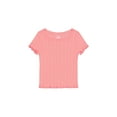 thumbnail image 1 of Wonder Nation Girls Short Sleeve Pointelle Trim Shirt, Sizes 4-18 & Plus, 1 of 4