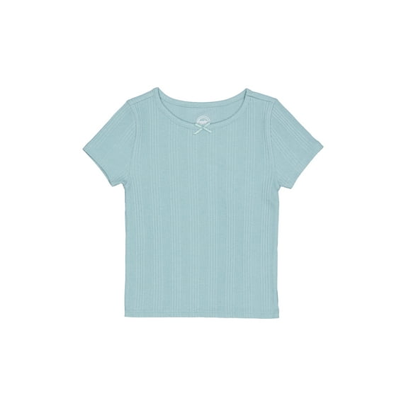 Wonder Nation Girls Short Sleeve Rib Tee, Sizes 4-18 & Plus