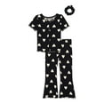 thumbnail image 1 of Wonder Nation Girls Short Sleeve Rib Top and Pants Pajama Set with Scrunchie, 3-Piece, Sizes 4-18 Plus, 1 of 3