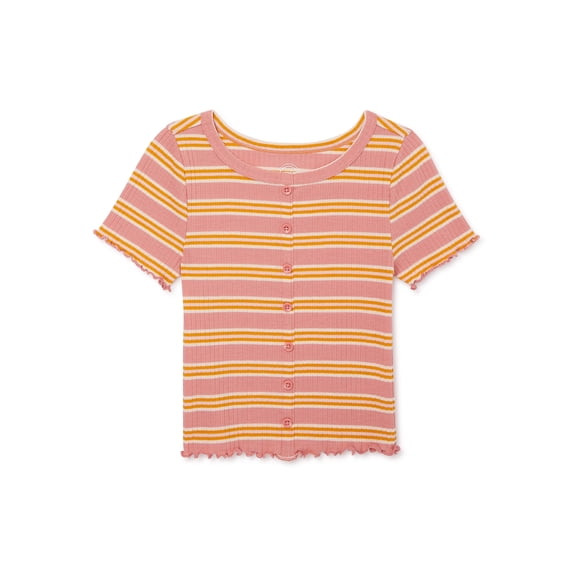 Wonder Nation Girls Short Sleeve Rib Top, Sizes 4-18
