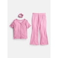 thumbnail image 1 of Wonder Nation Girls Ribbed Top and Pants Pajama Set with Scrunchie, 2 Piece, Sizes 4-18, 1 of 3