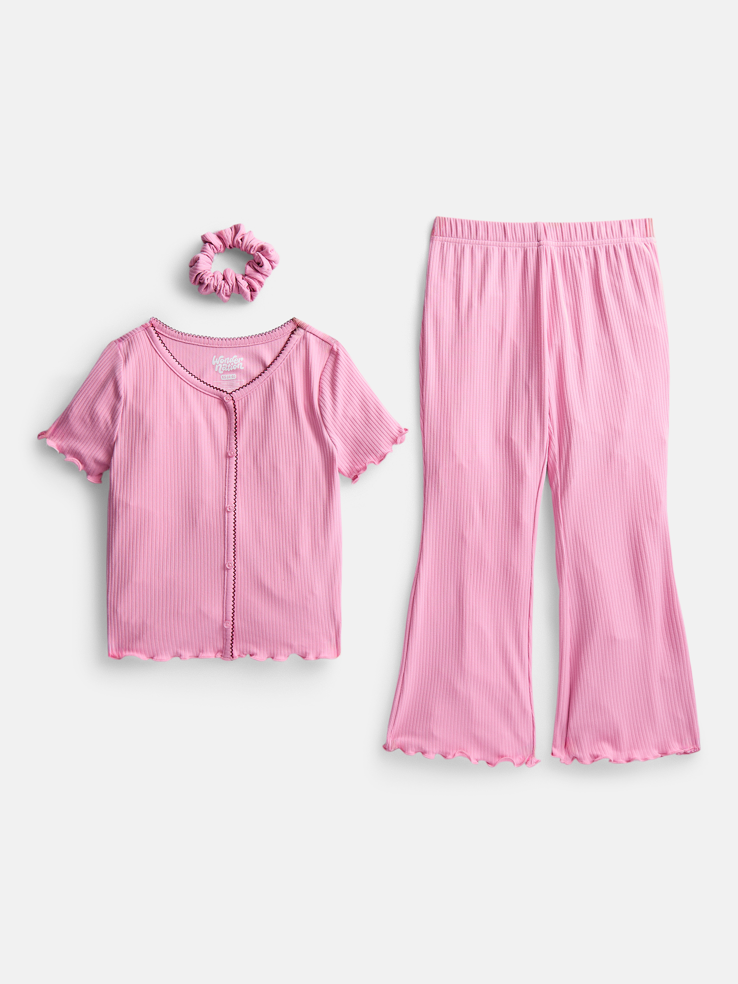 Wonder Nation Girls Short Sleeve Rib Top And Pants Pajama Set With Scrunchie 3 Piece Sizes 4 18: What to Expect