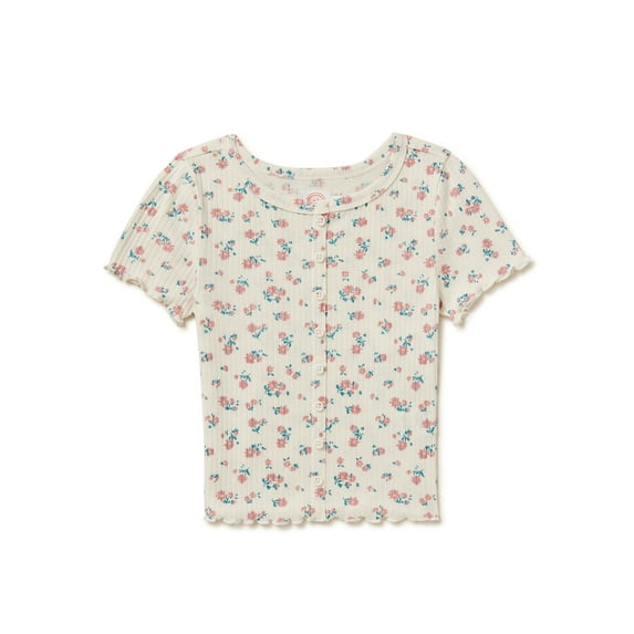 Wonder Nation Girls Short Sleeve Ribbed Top, Sizes 4-18 & Plus