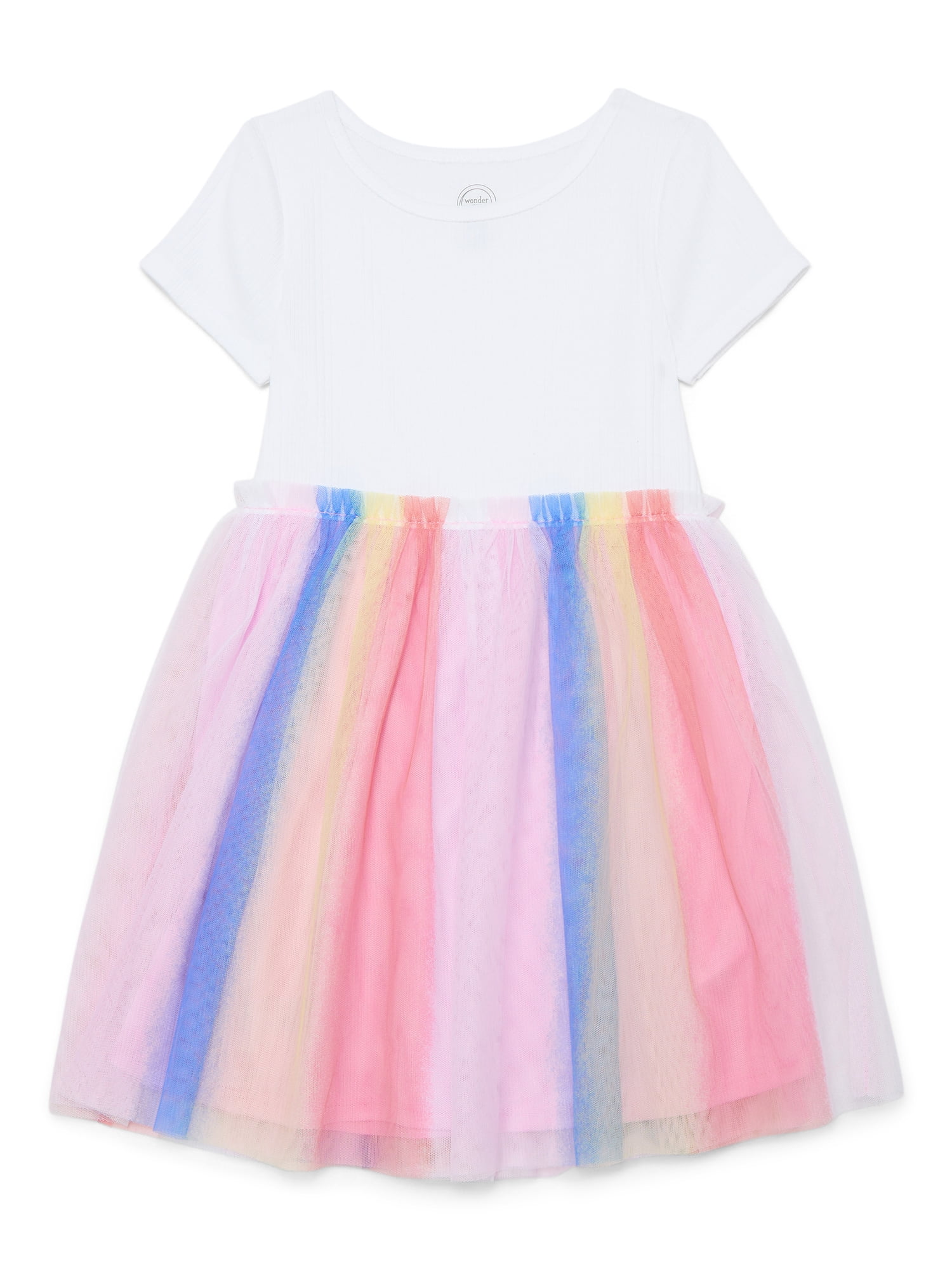 Wonder Nation Girls Tutu Dress with Short Sleeves, Sizes 4-18 & Plus