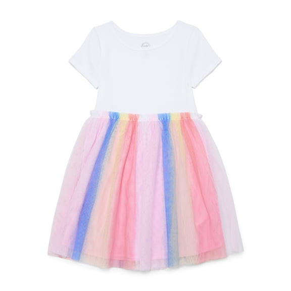Wonder Nation Girls Tutu Dress with Short Sleeves, Sizes 4-18 & Plus