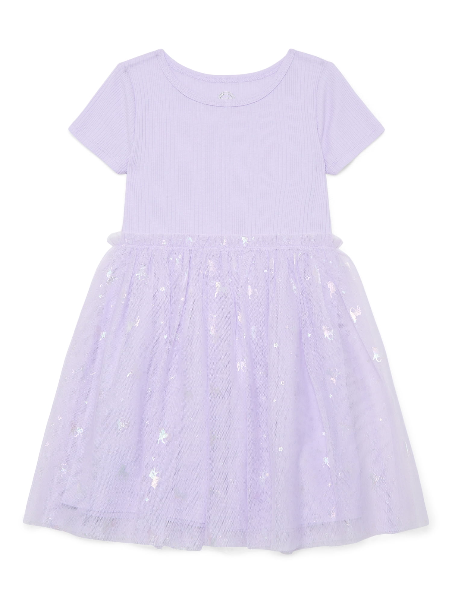 Wonder Nation Girls Tutu Dress with Short Sleeves, Sizes 4-18 & Plus