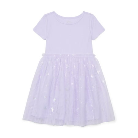 Wonder Nation Girls Tutu Dress with Short Sleeves, Sizes 4-18 & Plus