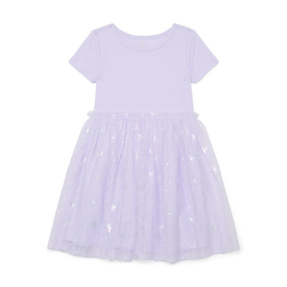 Wonder Nation Girls Tutu Dress with Short Sleeves, Sizes 4-18 & Plus