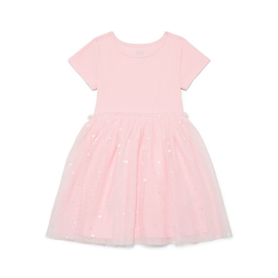 Wonder Nation Girls Tutu Dress with Short Sleeves, Sizes 4-18 & Plus