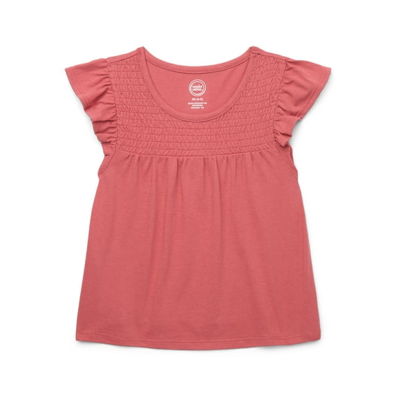 Wonder Nation Girls Smocked Flutter Sleeve Top, Sizes 4-18 & Plus