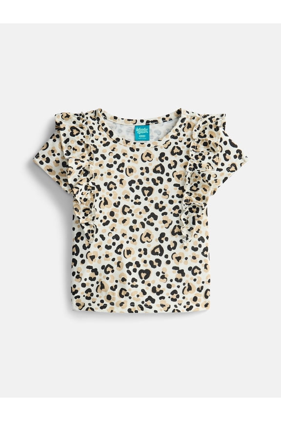 Girls Cotton Top with Ruffle Sleeves, Sizes 4-18 & Plus