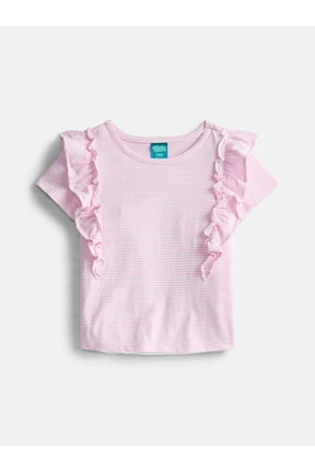 Girls Cotton Top with Ruffle Sleeves, Sizes 4-18 & Plus