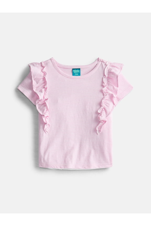 Girls Cotton Top with Ruffle Sleeves, Sizes 4-18 & Plus