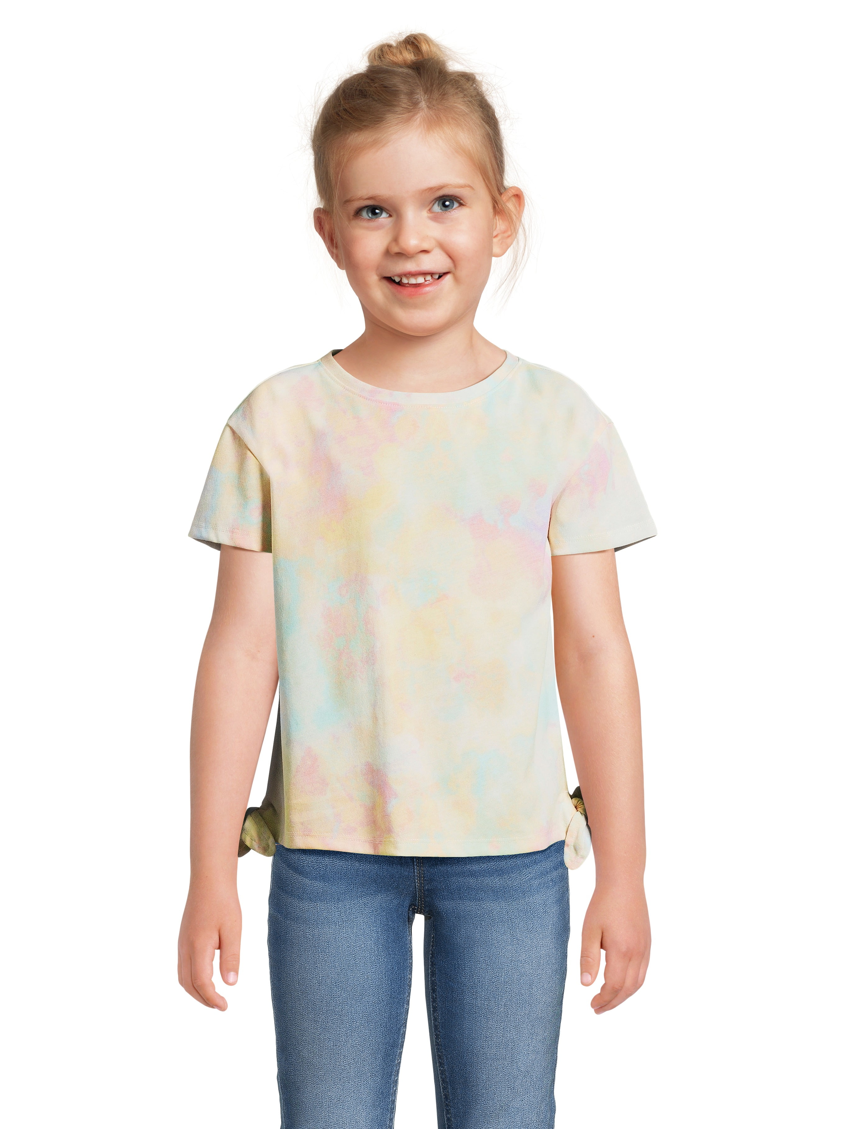 Wonder Nation Girls Short Sleeve Side Tie Top, Sizes 4-18 & Plus ...