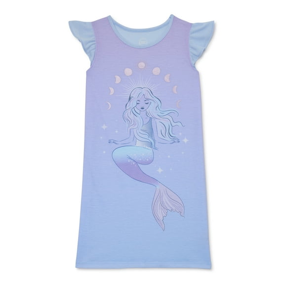 Wonder Nation Girls Short Sleeve Sleep Gown Pajama, Sizes 4-18 & Plus