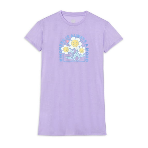 Wonder Nation Girls Short Sleeve Sleep Gown Pajama, Sizes 4-18 & Plus