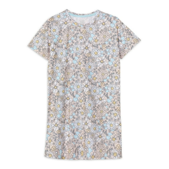Wonder Nation Girls Short Sleeve Sleep Gown Pajama, Sizes 4-18 & Plus