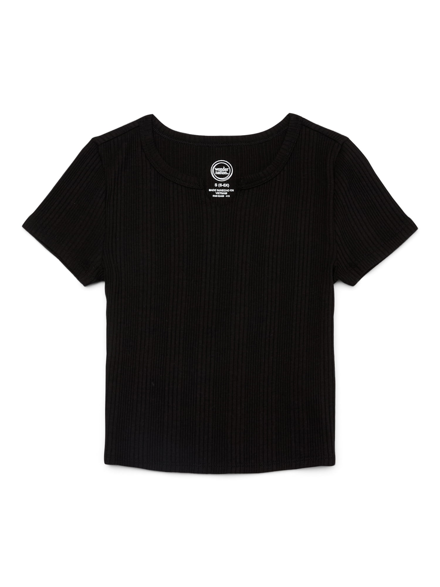 Girls Split Neck Top with Short Sleeves, Sizes 4-18