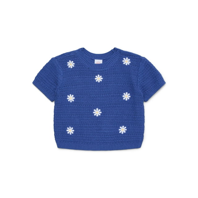 Wonder Nation Girls Short Sleeve Sweater Tee, Sizes 4-18 & Plus