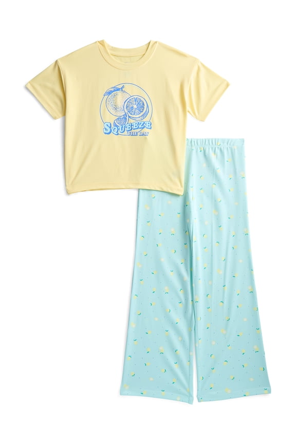 Girls Short Sleeve Tee and Pants Pajama Set, 2-Piece, Sizes 4-18