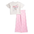 thumbnail image 1 of Wonder Nation Girls Short Sleeve Tee and Pants Pajama Set, 2-Piece, Sizes 4-18, 1 of 3