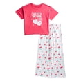 thumbnail image 1 of Wonder Nation Girls Short Sleeve Tee and Pants Pajama Set, 2-Piece, Sizes 4-18, 1 of 3
