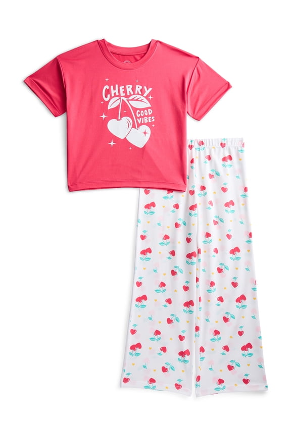 Girls Short Sleeve Tee and Pants Pajama Set, 2-Piece, Sizes 4-18