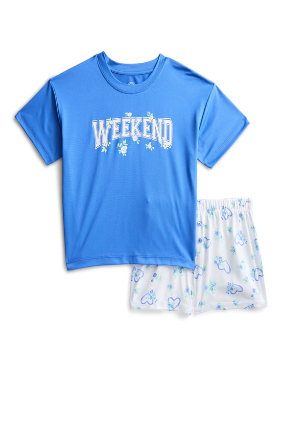 Girls Short Sleeve Tee and Shorts Pajama Set, 2-Piece, Sizes 4-18