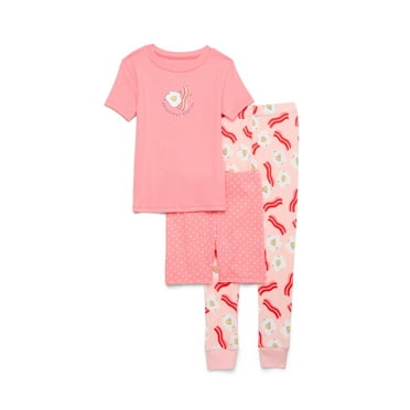 Wonder Nation Girls Short Sleeve Top, Pants and Shorts Pajama Sleep Set, 3-Piece, Sizes 4-10